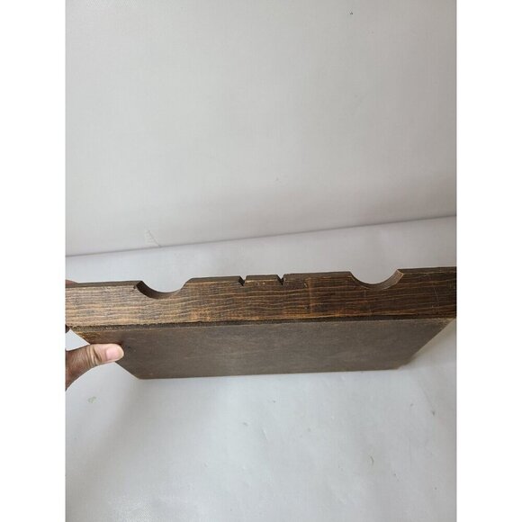 Vintage Hand Carved Wood Tray With Tile Center Rustic Traditional Decorative 14" - Picture 4 of 8